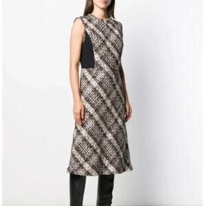 Tory Burch Blue Tweed Sleeveless Wool Alpaca Blend Pencil Midi Dress • Size 8